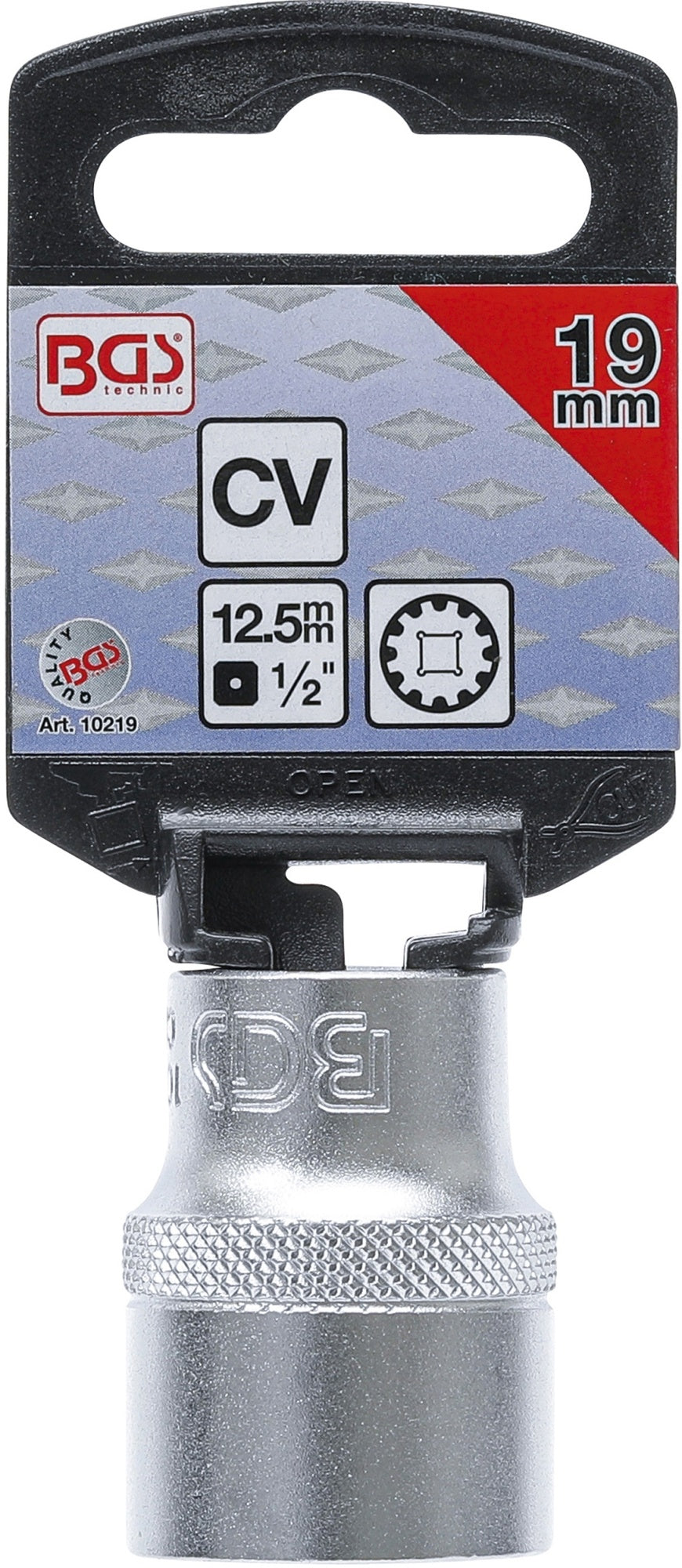 BGS 10219 Nuss / Stecknuss / Steckschlüsseleinsatz Gear Lock SW 19mm Antrieb 12,5mm (1/2")