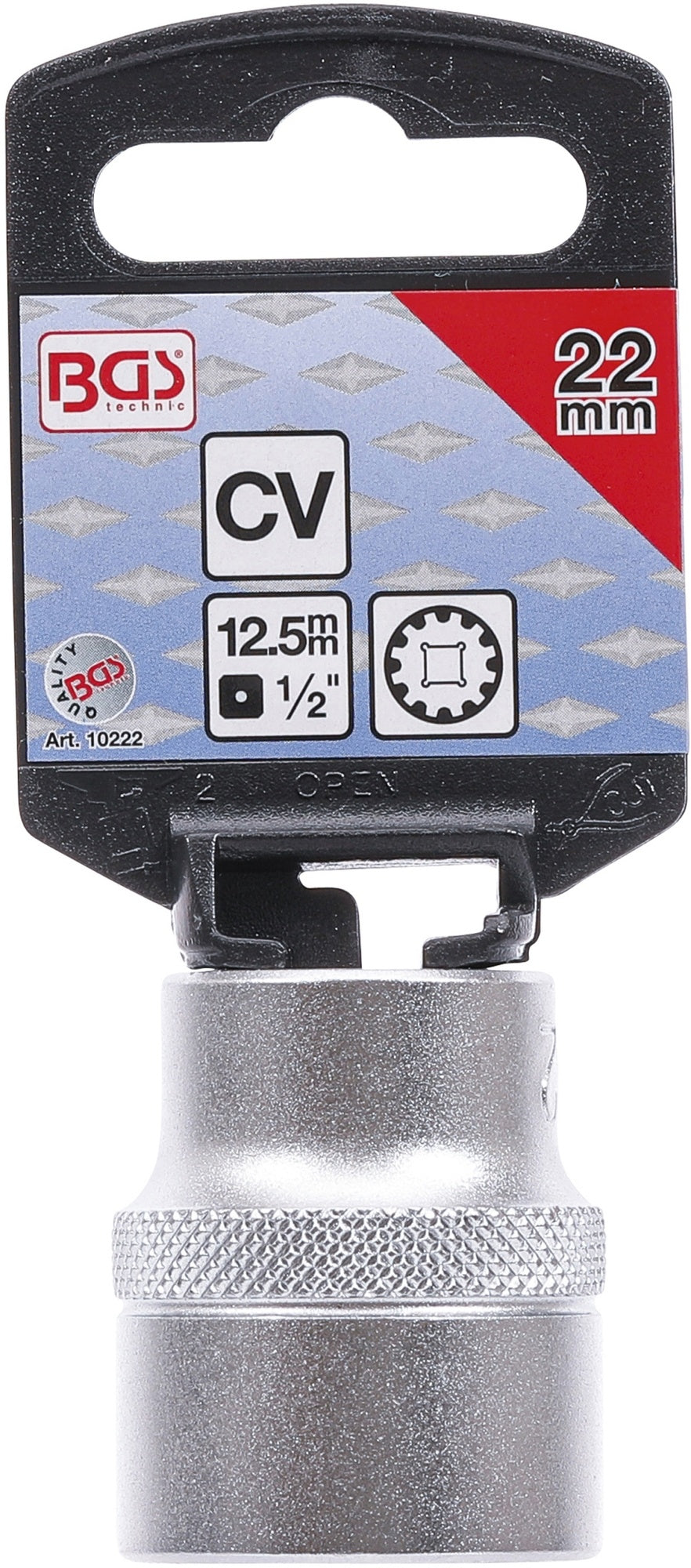 BGS 10222 Nuss / Stecknuss / Steckschlüsseleinsatz Gear Lock SW 22mm Antrieb 12,5mm (1/2")