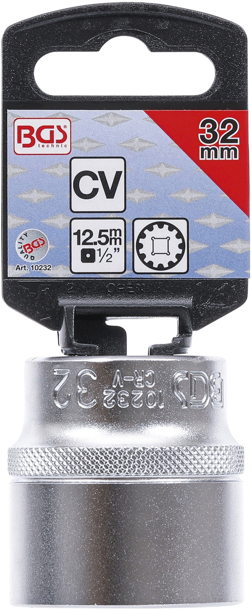 BGS 10232 Nuss / Stecknuss / Steckschlüsseleinsatz Gear Lock SW 32mm Antrieb 12,5mm (1/2")