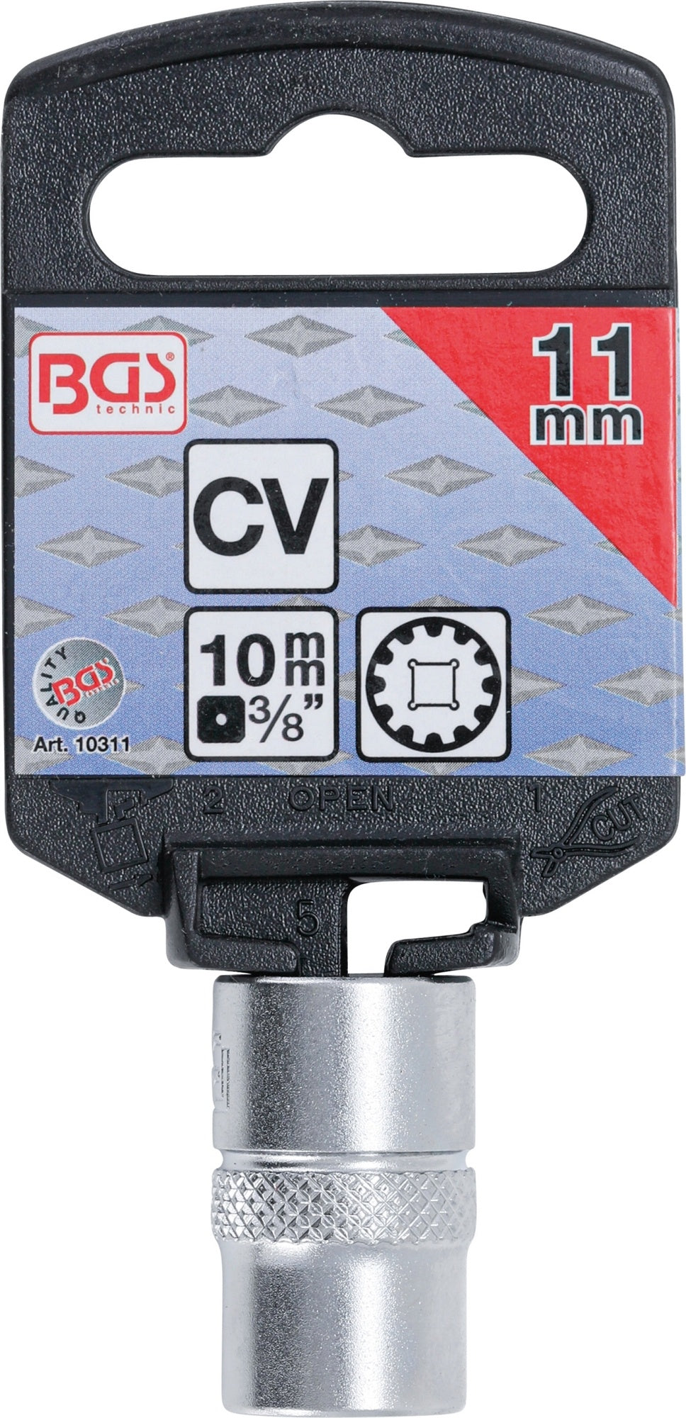 BGS 10311 Nuss / Stecknuss / Steckschlüsseleinsatz Gear Lock SW 11mm Antrieb 10mm (3/8")