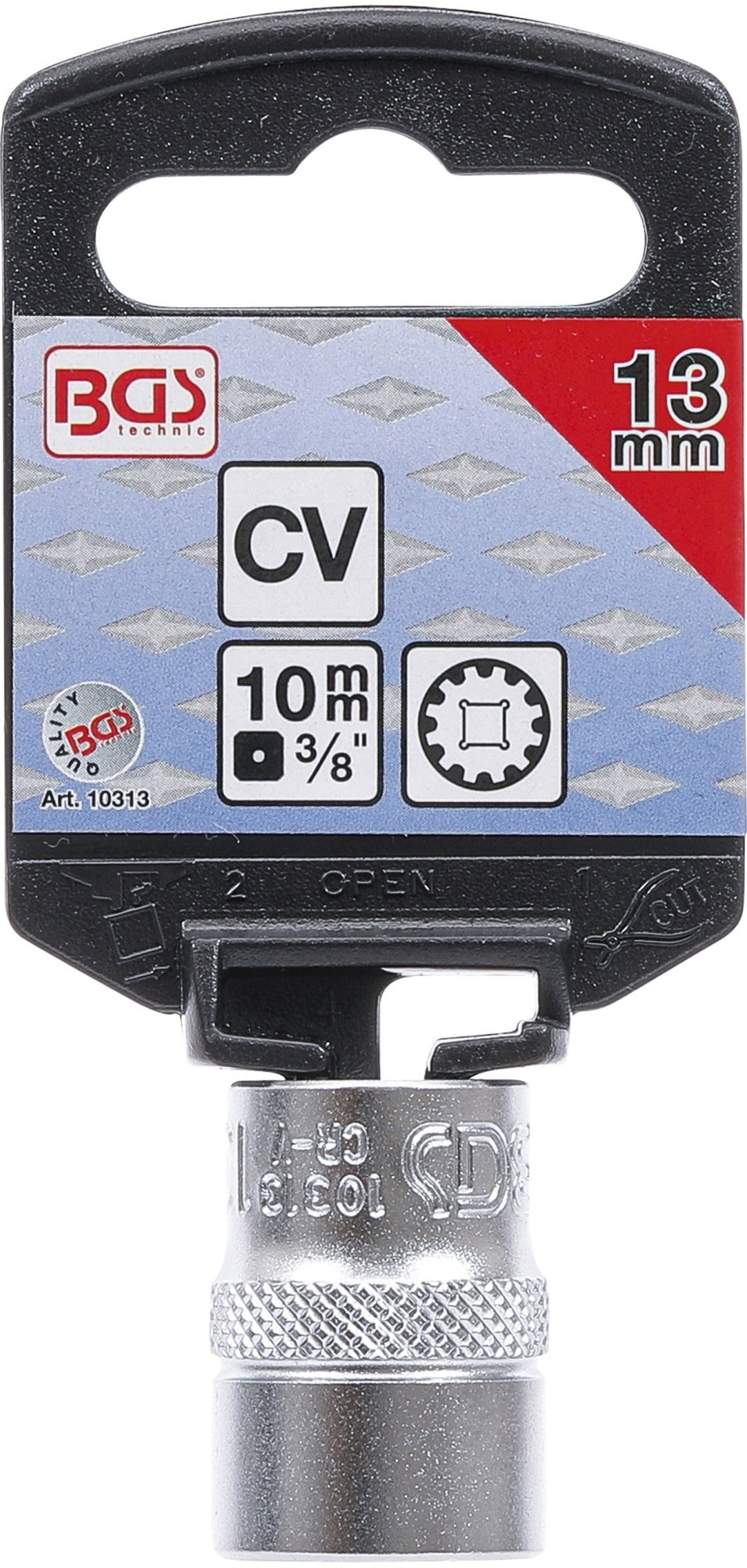 BGS 10313 Nuss / Stecknuss / Steckschlüsseleinsatz Gear Lock SW 13mm Antrieb 10mm (3/8")