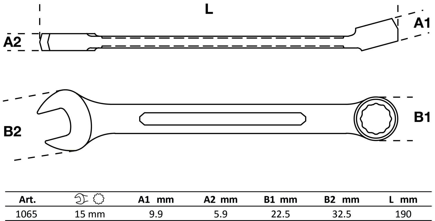 BGS 1065 Ringmaulschlüssel SW 15mm metrisch warm geschmiedet