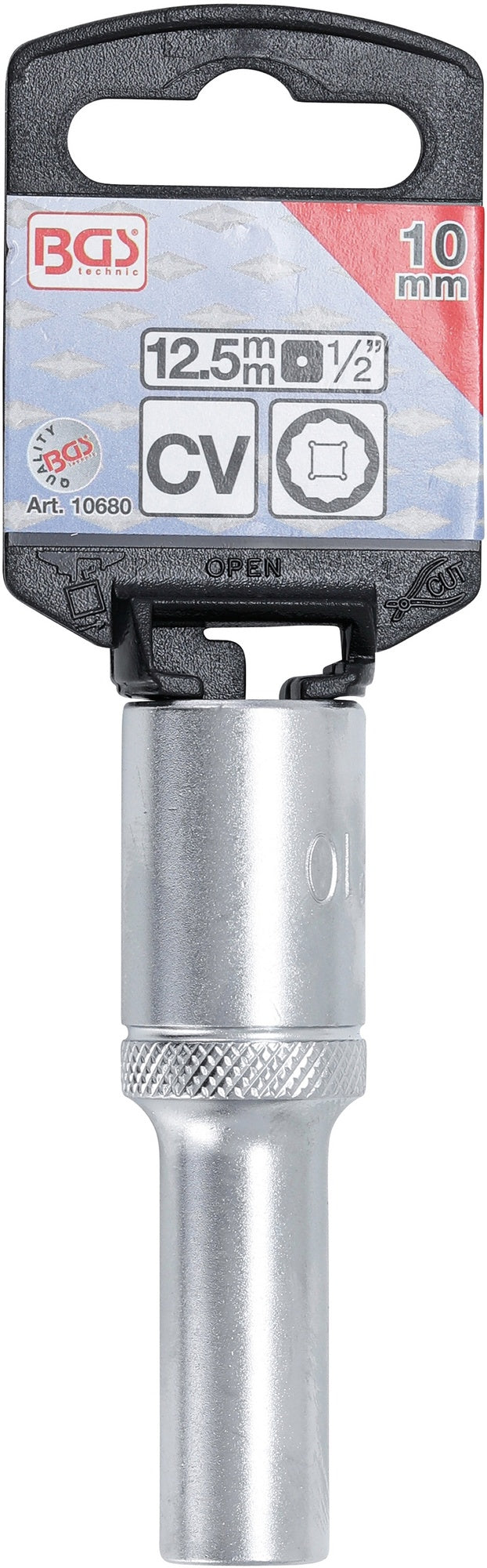 BGS 10680 Nuss / Stecknuss / Steckschlüsseleinsatz Zwölfkant tief SW 10mm Antrieb 12,5mm (1/2")