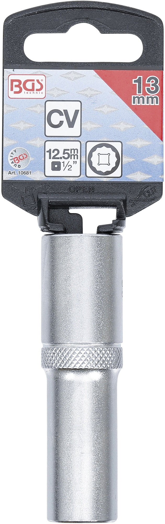 BGS 10681 Nuss / Stecknuss / Steckschlüsseleinsatz Zwölfkant tief SW 13mm Antrieb 12,5mm (1/2")