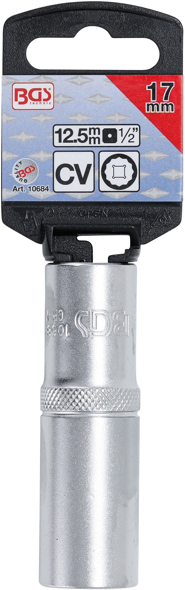BGS 10684 Nuss / Stecknuss / Steckschlüsseleinsatz Zwölfkant tief SW 17mm Antrieb 12,5mm (1/2")
