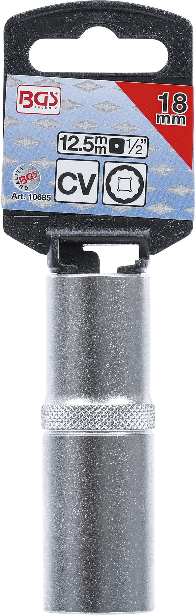 BGS 10685 Nuss / Stecknuss / Steckschlüsseleinsatz Zwölfkant tief SW 18mm Antrieb 12,5mm (1/2")