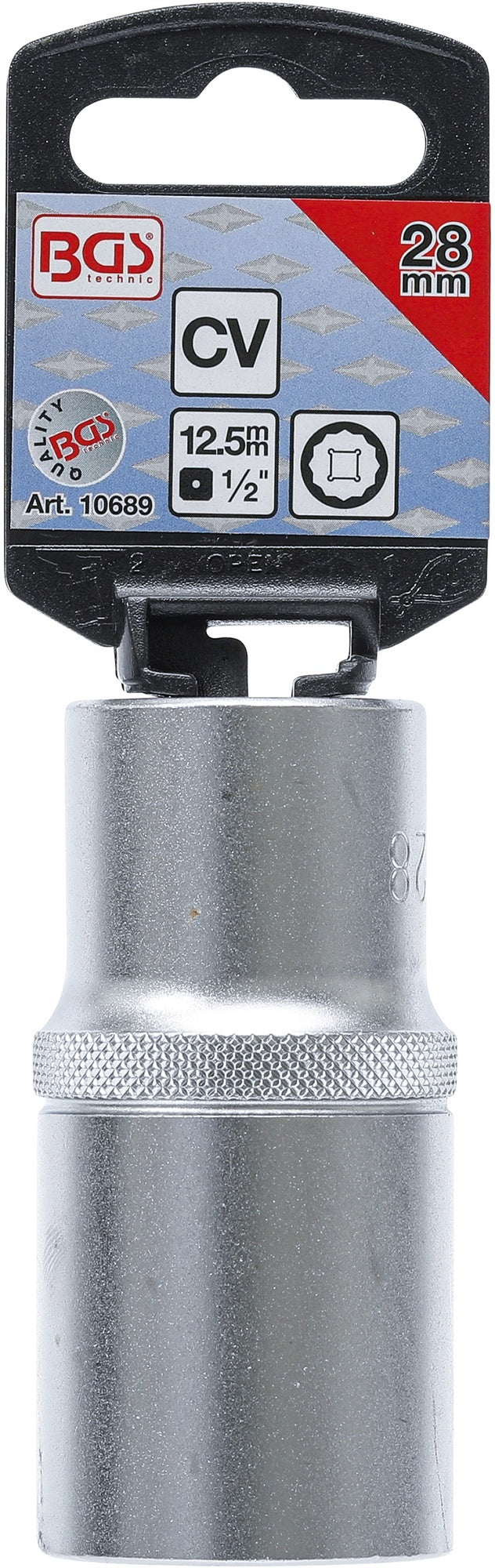 BGS 10689 Nuss / Stecknuss / Steckschlüsseleinsatz Zwölfkant tief SW 28mm Antrieb 12,5mm (1/2")
