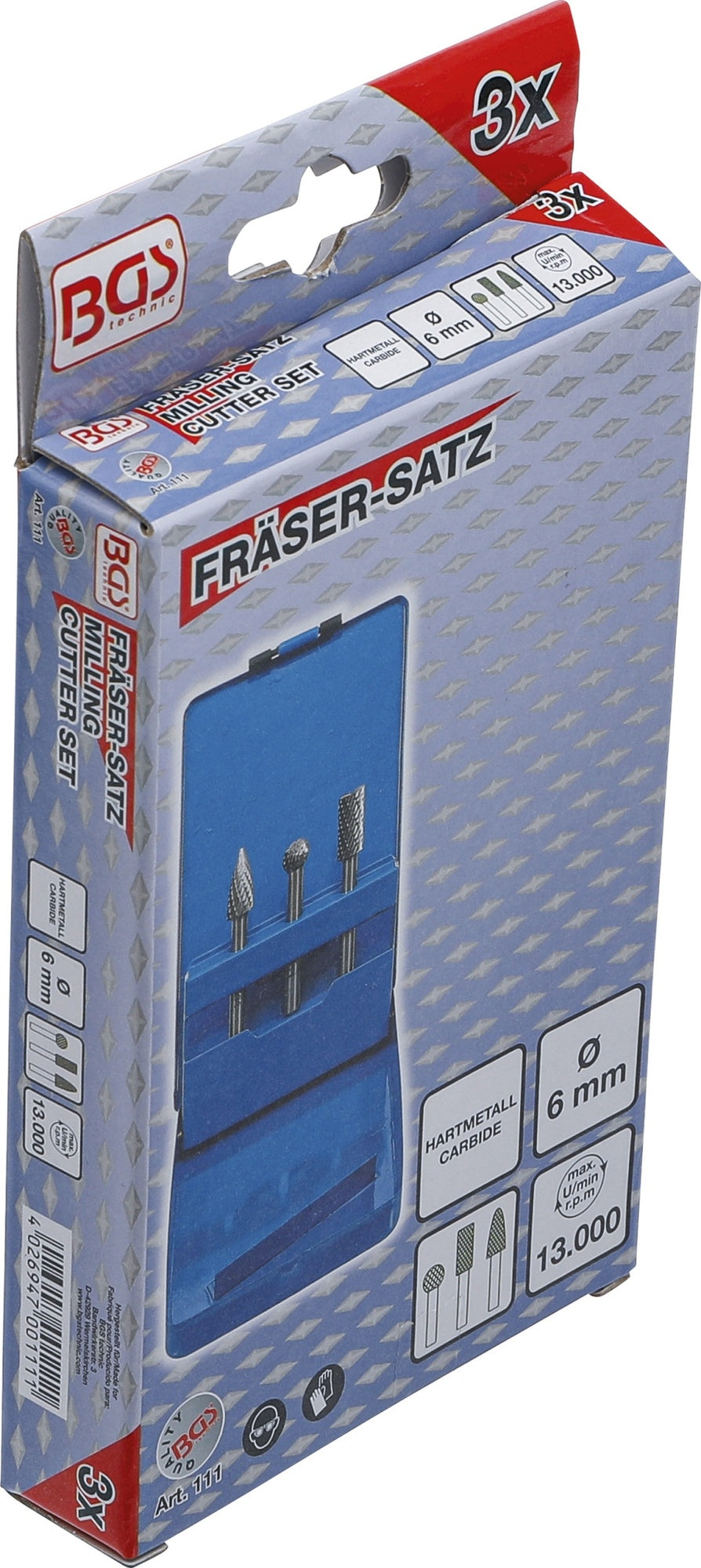 BGS 111 Satz Fräser Schaftdurchmesser Ø6mm 3 teilig
