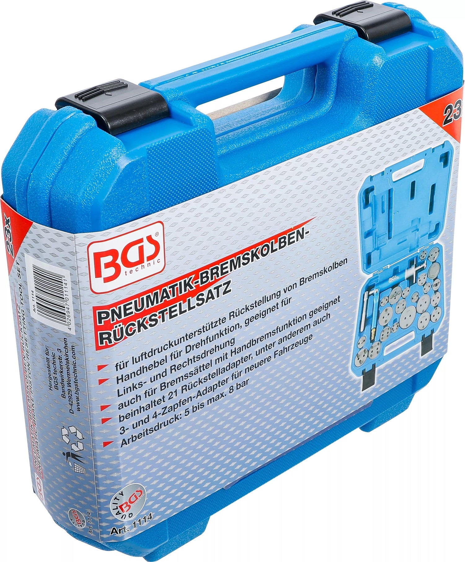 BGS 1114 Satz Rückstellwerkzeug für Bremskolben pneumatisch 22 teilig