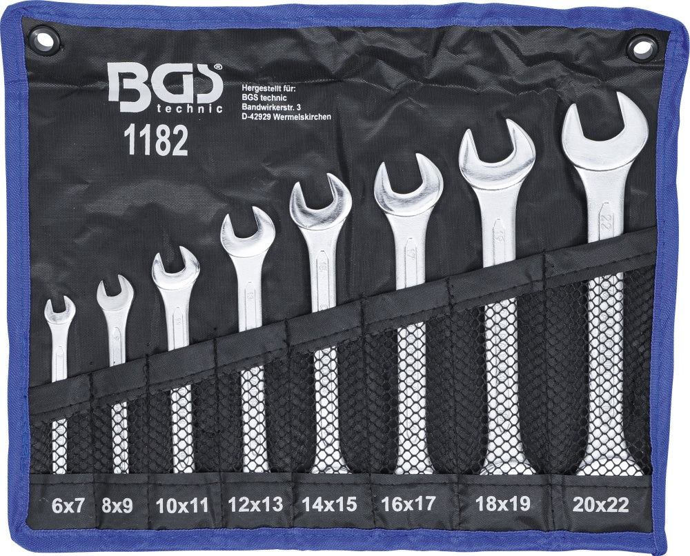 BGS 1182 Satz Doppelmaulschlüssel SW 6x7 - 20x22mm metrisch warm geschmiedet 8 teilig