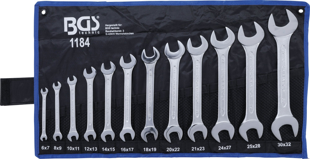 BGS 1184 Satz Doppelmaulschlüssel SW 6x7 - 30x32mm metrisch warm geschmiedet 12 teilig