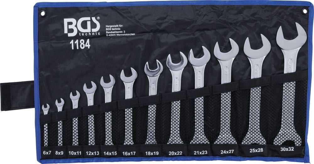 BGS 1184 Satz Doppelmaulschlüssel SW 6x7 - 30x32mm metrisch warm geschmiedet 12 teilig