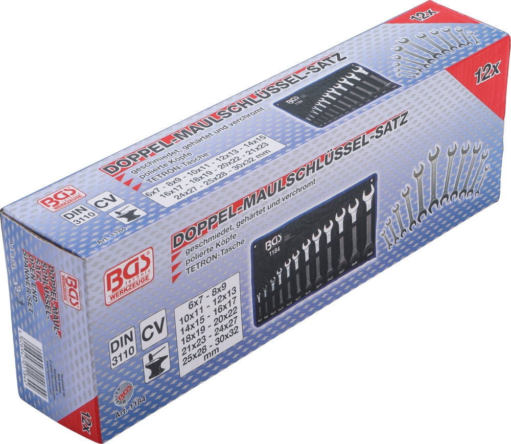 BGS 1184 Satz Doppelmaulschlüssel SW 6x7 - 30x32mm metrisch warm geschmiedet 12 teilig