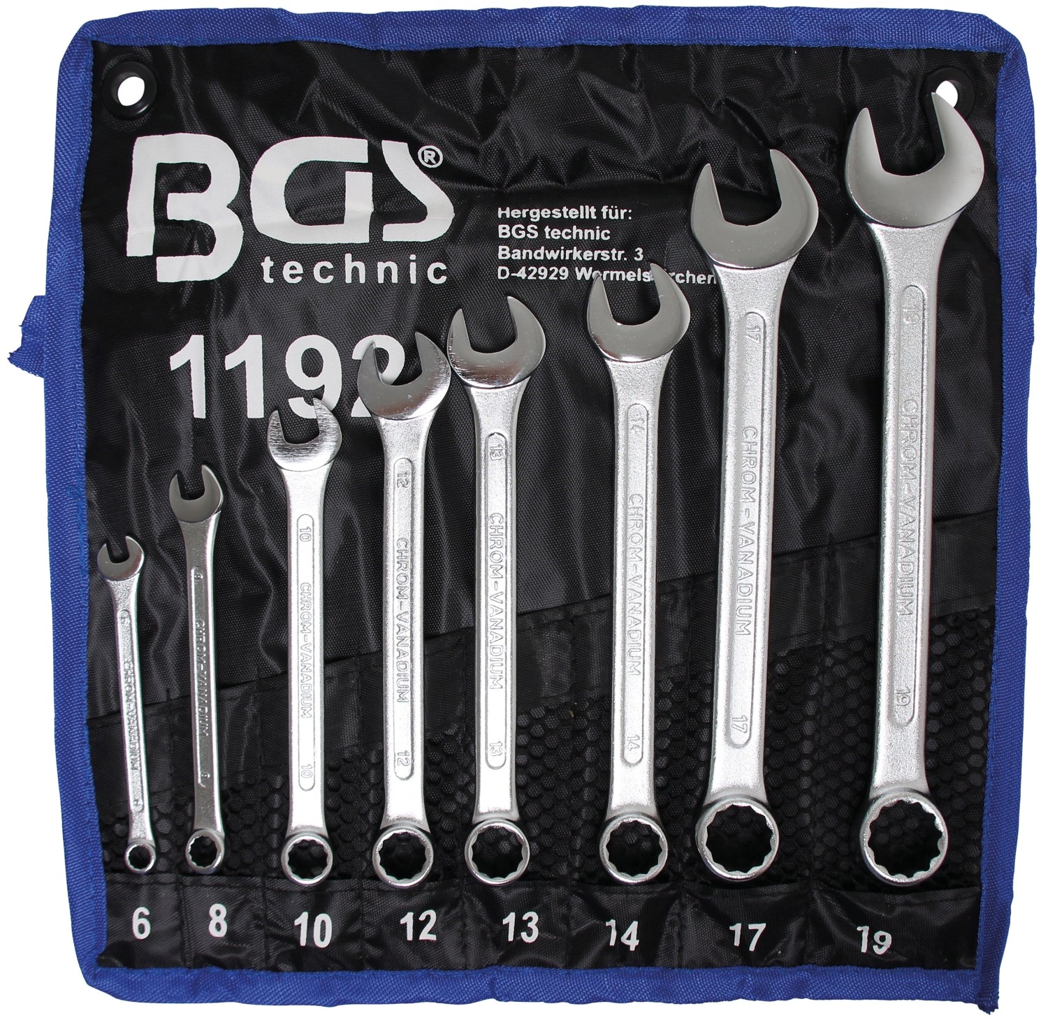 BGS 1192 Satz Ringmaulschlüssel 6-19mm metrisch 8 teilig mit Tasche