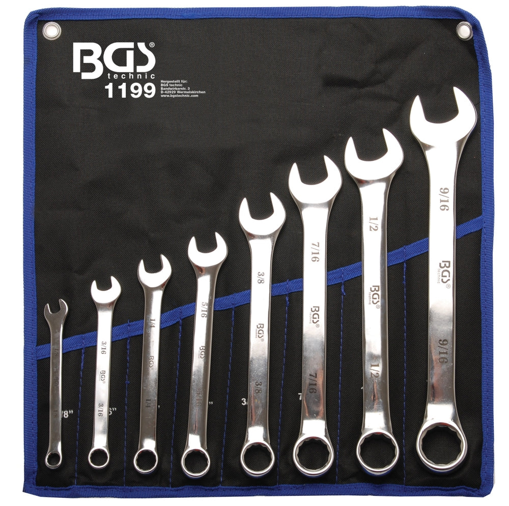 BGS 1199 ZOLL Satz Ringmaulschlüssel SW 1/8" - 9/16" Withworth 8 teilig