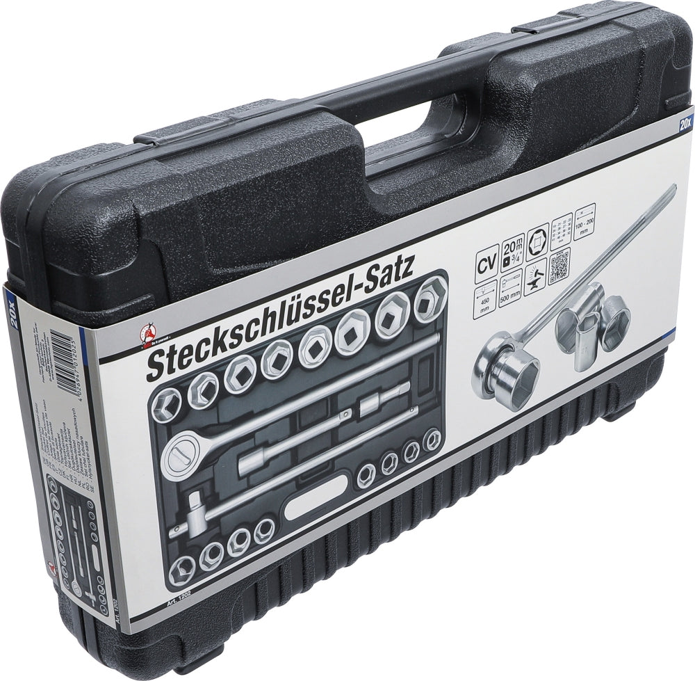 BGS DIY 1202 Satz Steckschlüssel Sechskant Antrieb 20mm (3/4") SW 19 - 50mm 20 teilig