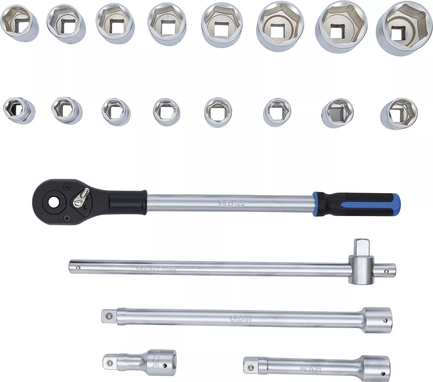 BGS 1207 Werkzeugkoffer Knarrenkasten Nüsse 19-50mm Antrieb 20mm (3/4") 21 teilig