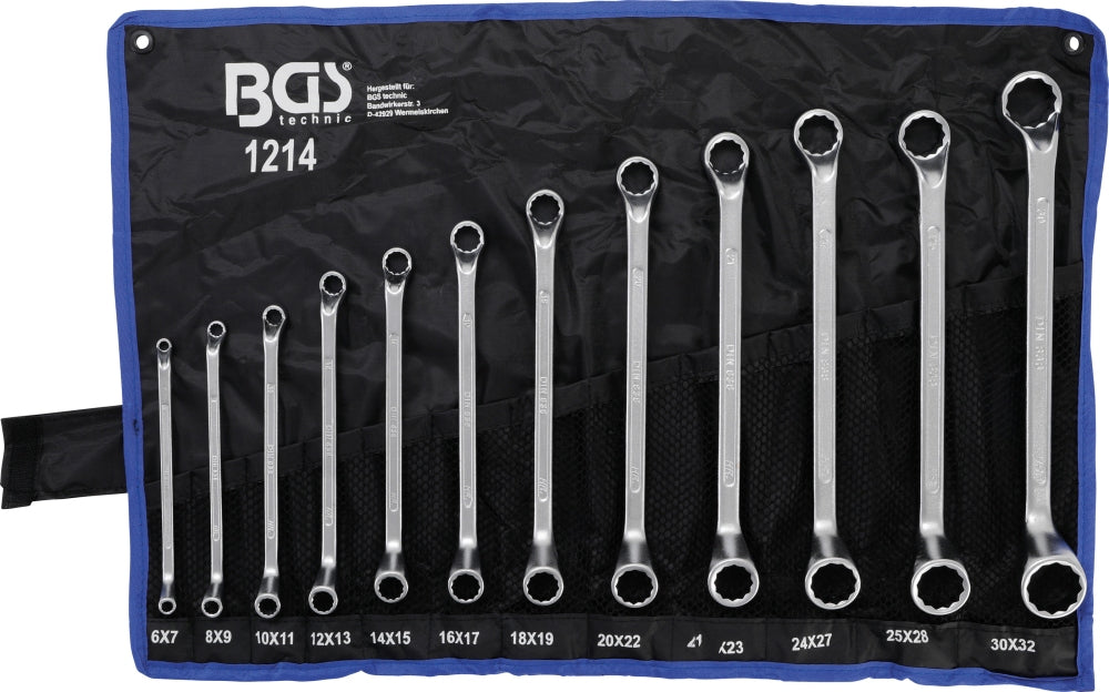 BGS 1214 Satz Doppelringschlüssel gekröpft SW 6 x 7 - 30 x 32mm metrisch 12 teilig warm geschmiedet