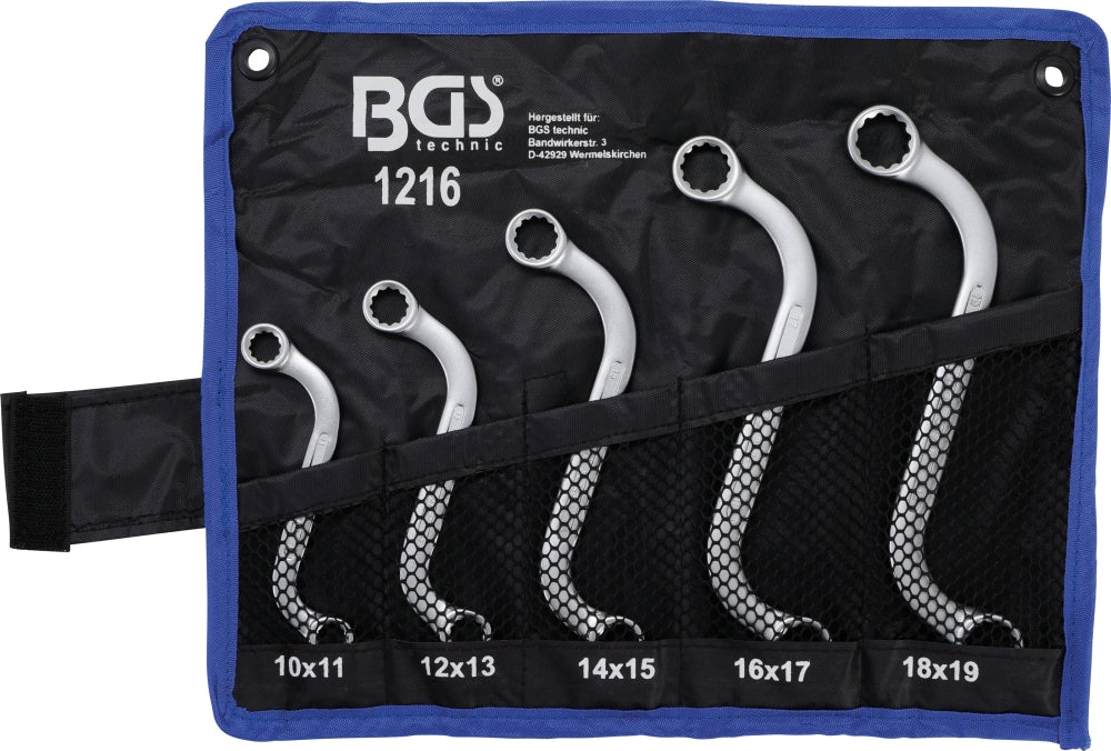 BGS 1216 Satz Doppelringschlüssel S-Form SW 10 x 11 - 18 x 19mm metrisch 5 teilig kalt geschmiedet