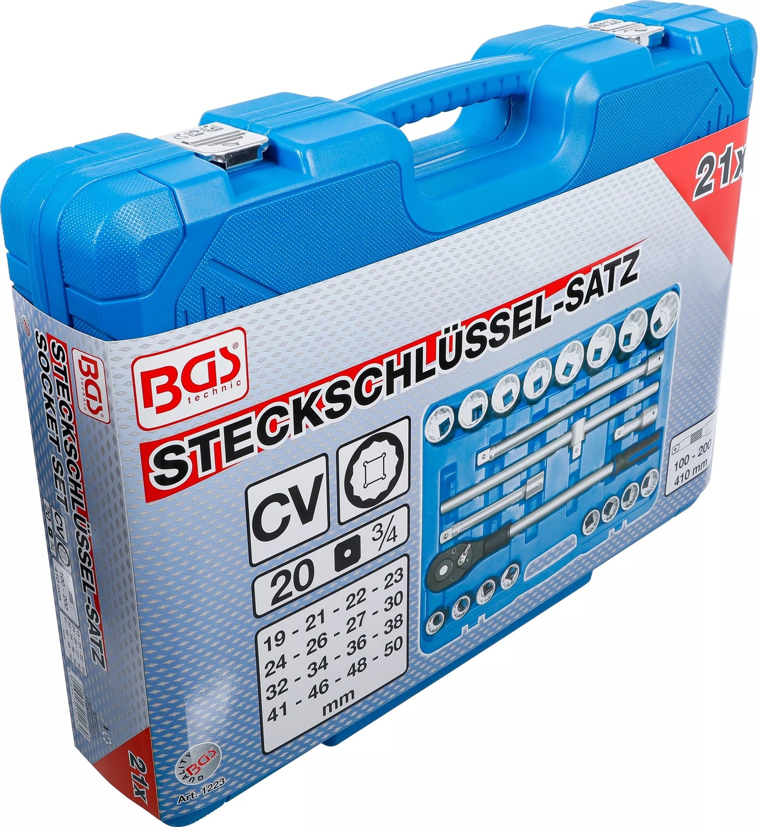 BGS 1223 Satz Steckschlüssel Zwölfkant Antrieb 20mm (3/4") 21 teilig