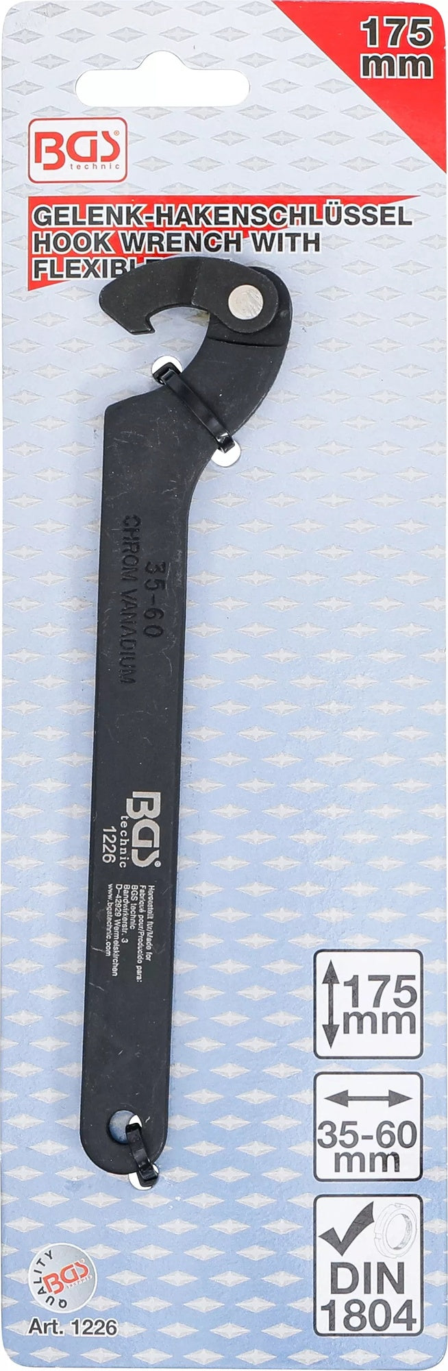 BGS 1226 Gelenk Hakenschlüssel variabel spannend Ø35-60mm Länge 175mm