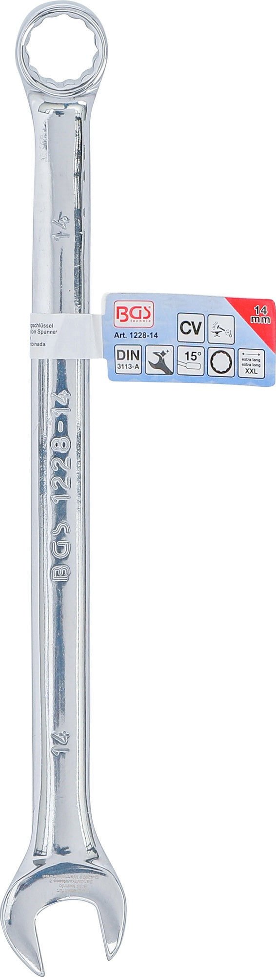 BGS 1228-14 Ringmaulschlüssel extra lang SW 14mm metrisch kalt geschmiedet hochglanz