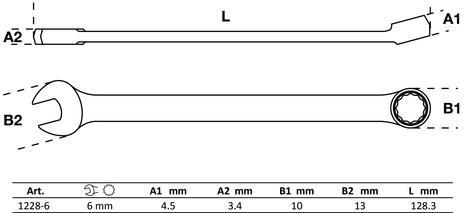 BGS 1228-6 Ringmaulschlüssel extra lang SW 6mm metrisch kalt geschmiedet hochglanz