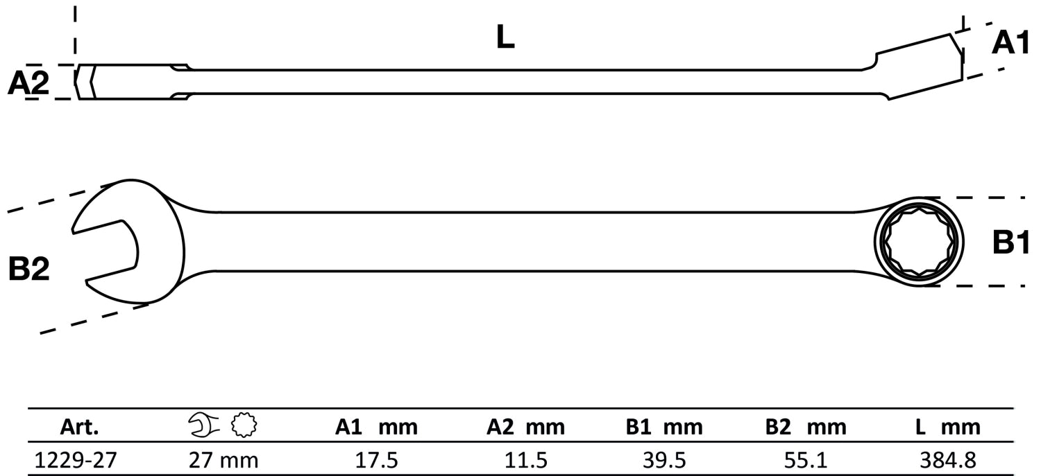 BGS 1229-27 Ringmaulschlüssel extra lang SW 27mm metrisch kalt geschmiedet hochglanz