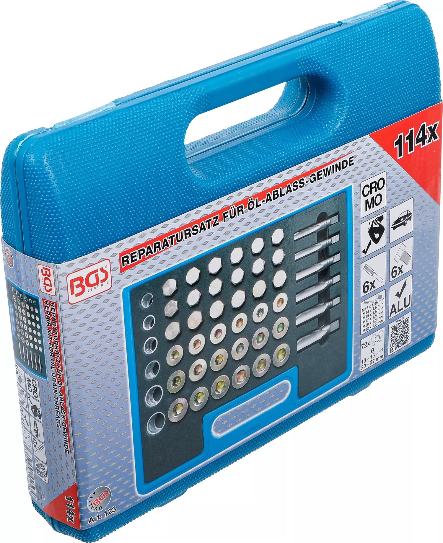 BGS 123 Reparatursatz für Ölablassgewinde 114 teilig