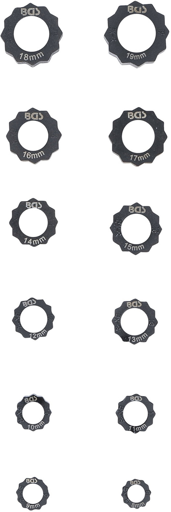 BGS 1245 Satz Demontagekappen für beschädigte Sechskant-Schrauben und Muttern 12-teilig