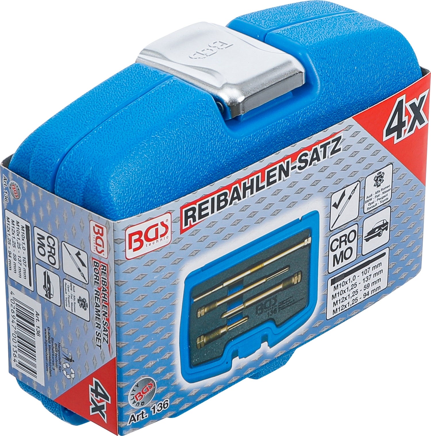 BGS 136 Satz Reibahle für Glühkerzenbohrungen 4 teilig