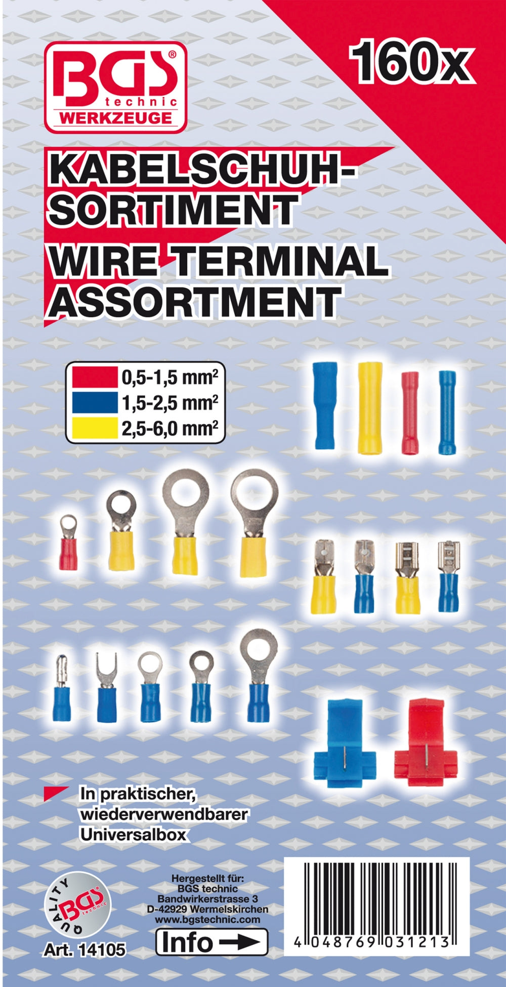 BGS 14105 Sortiment Kabelschuhe 160 teilig