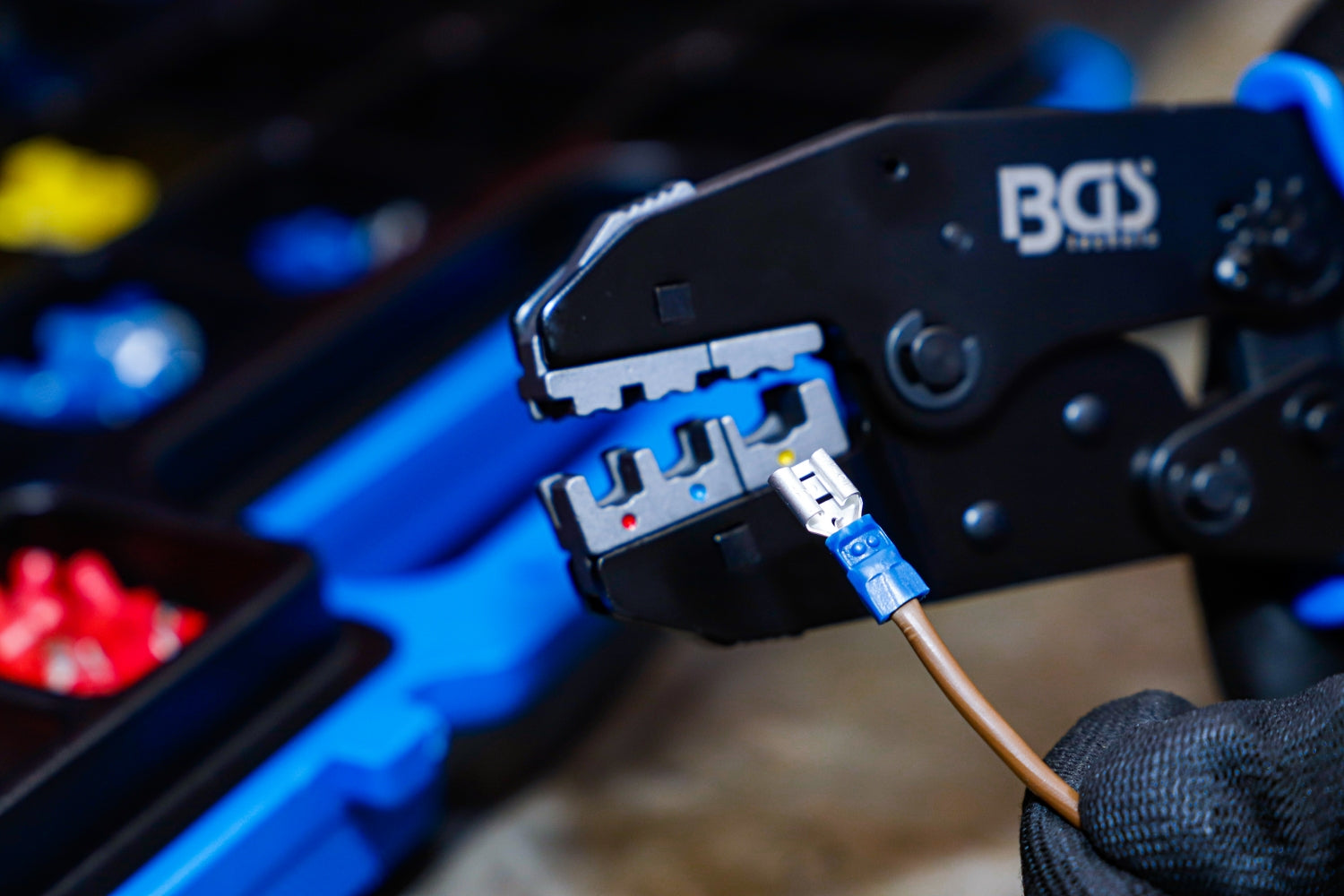 BGS 1411 Satz / Sortiment 1000 Kabelschuhe inkl. Kabelschuhzange mit Wechselbacken