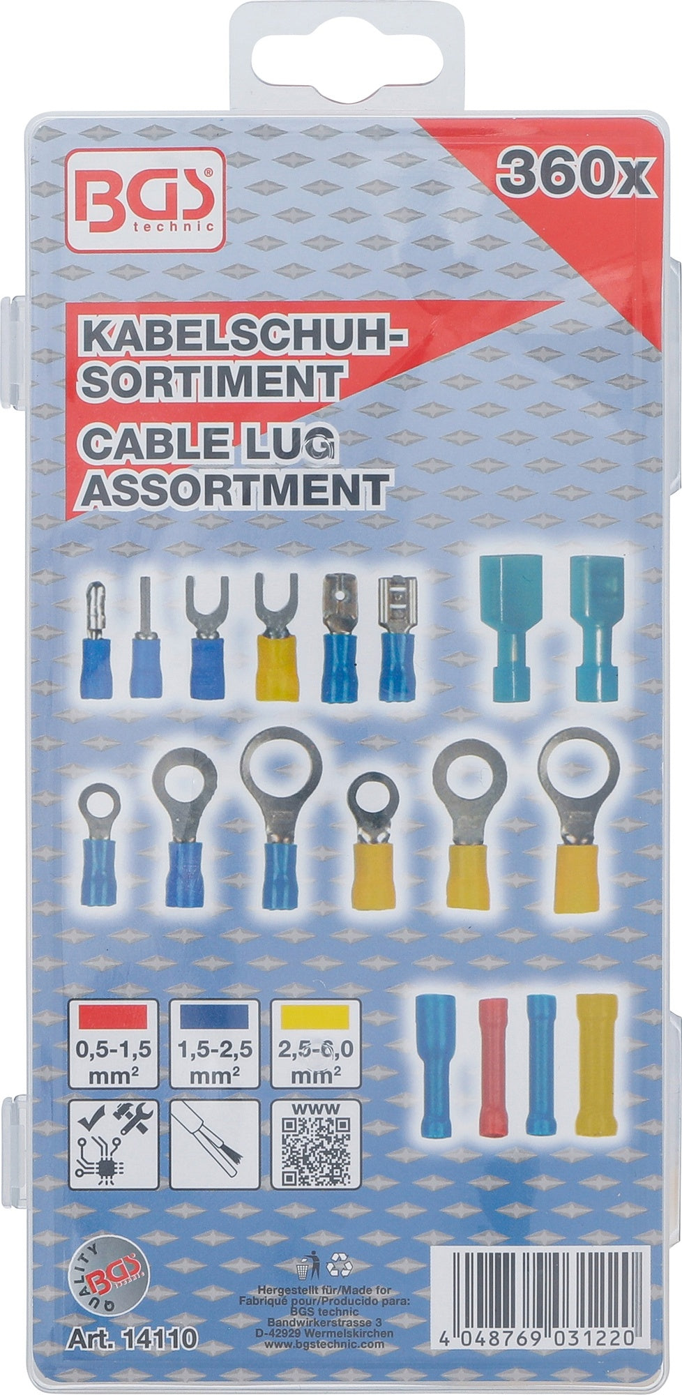 BGS 14110 Sortiment Kabelschuhe Kabelverbinder für KfZ Elektrik 360 teilig