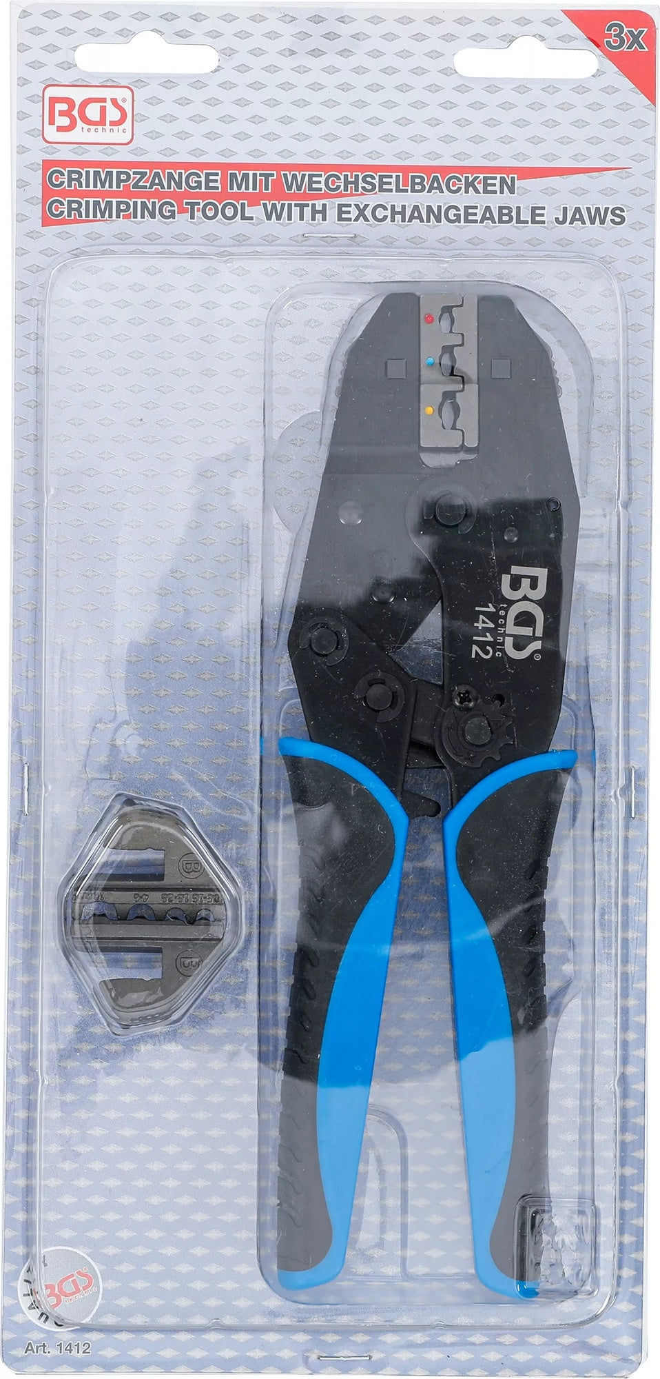 BGS 1412 Kabelschuhzange mit Ratschenfunktion mit 2 Paar Crimpbacken