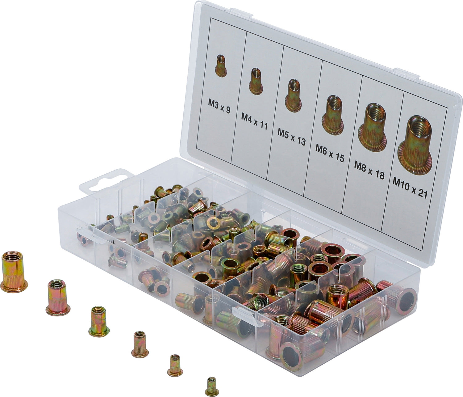 BGS 14126 Sortiment Nietmuttern Stahl M3 M4 M5 M6 M8 M10 verzinkt 150 teilig