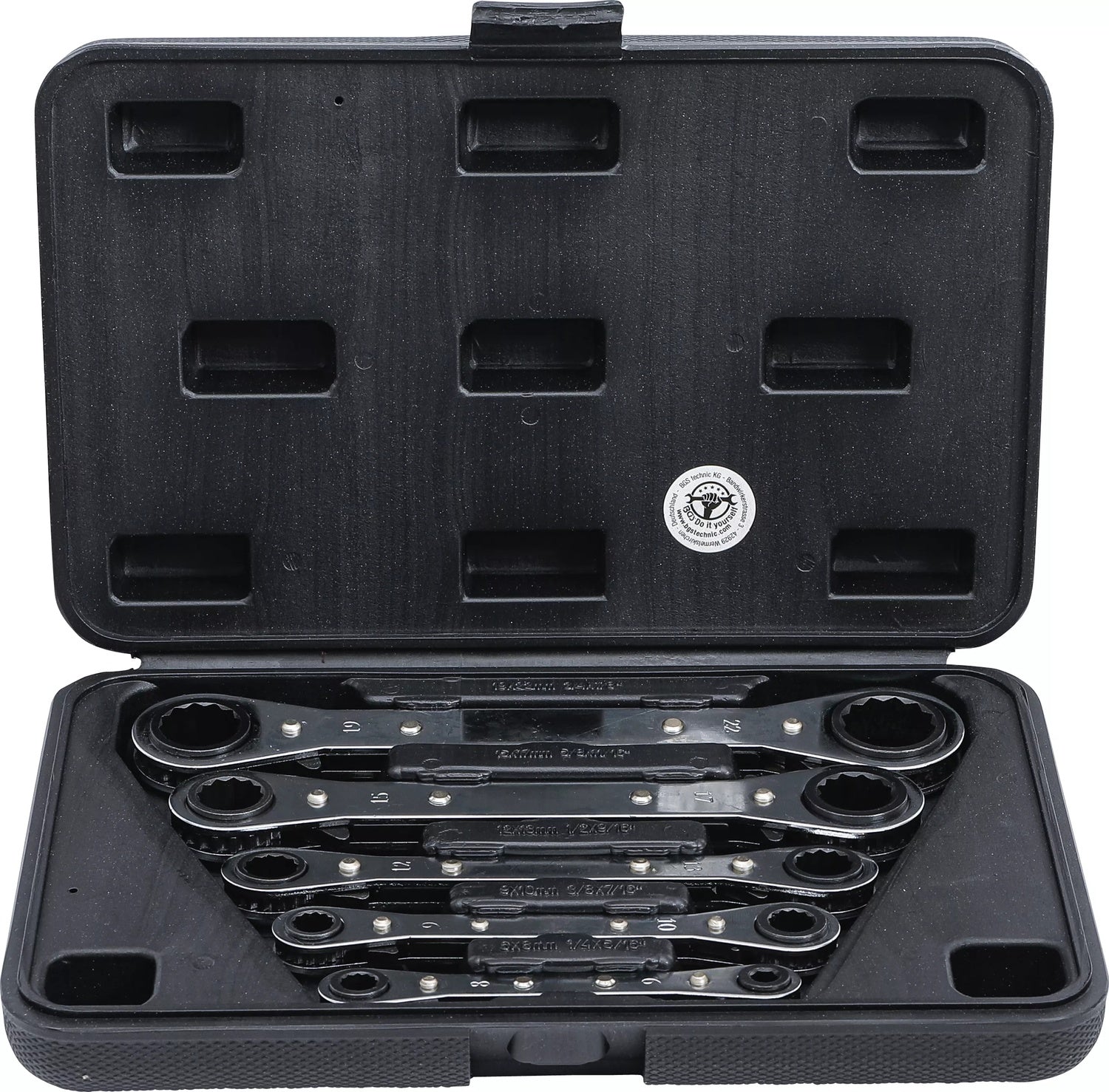 BGS DIY 1450 Satz Ratschenringschlüssel gerade umschaltbar SW 6 x 8 - 19 x 22 mm 5 teilig