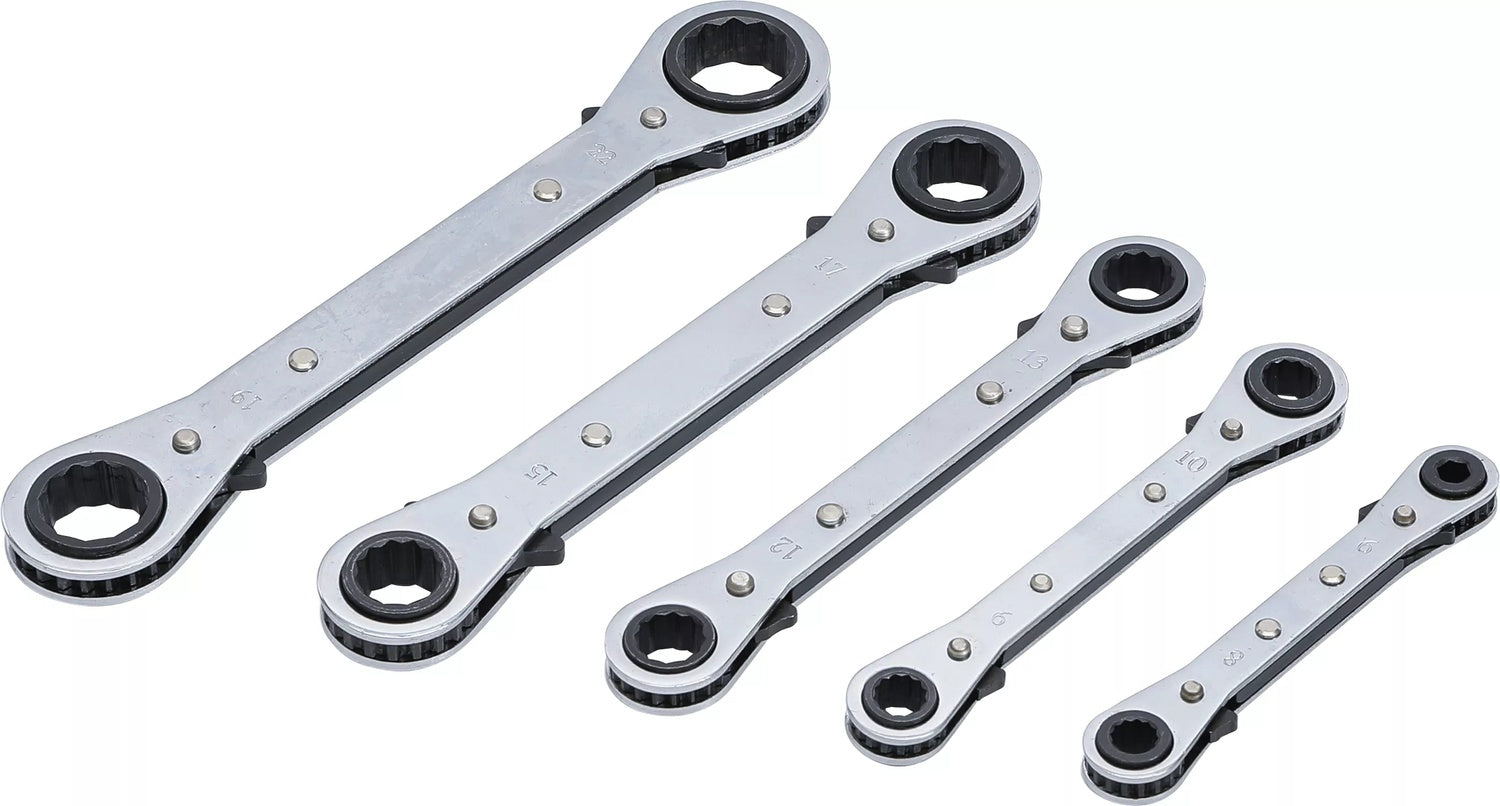 BGS DIY 1450 Satz Ratschenringschlüssel gerade umschaltbar SW 6 x 8 - 19 x 22 mm 5 teilig