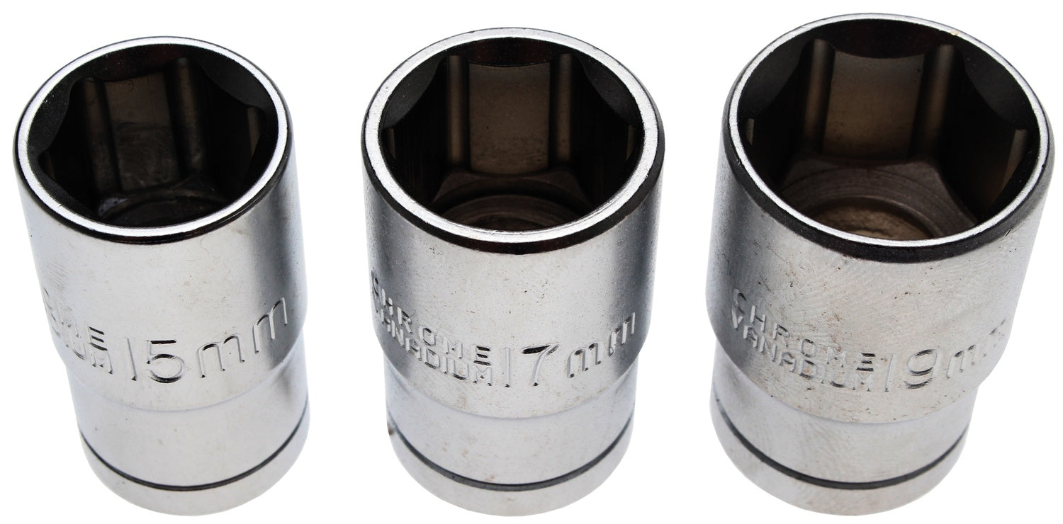 BGS DIY 15125 Satz Steckschlüsseleinsätze Antrieb 12,5mm (1/2") SW 15 - 17 - 19mm 3 teilig