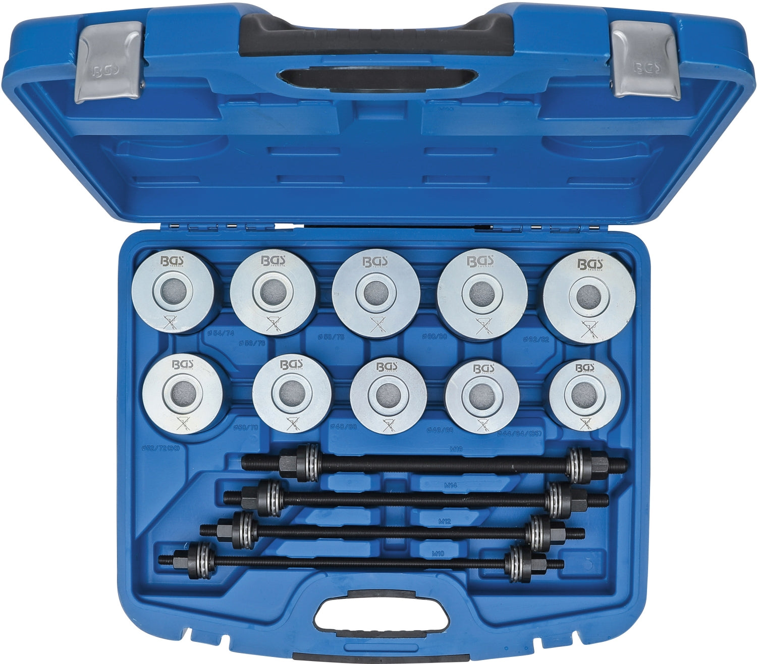 BGS 1514 Satz Zughülsen & Druckhülsen mit 4 Spindeln 24 teilig