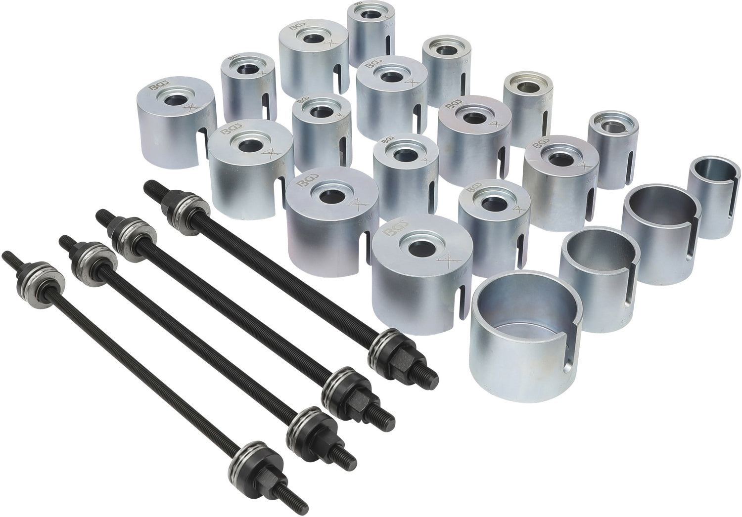 BGS 1514 Satz Zughülsen & Druckhülsen mit 4 Spindeln 24 teilig