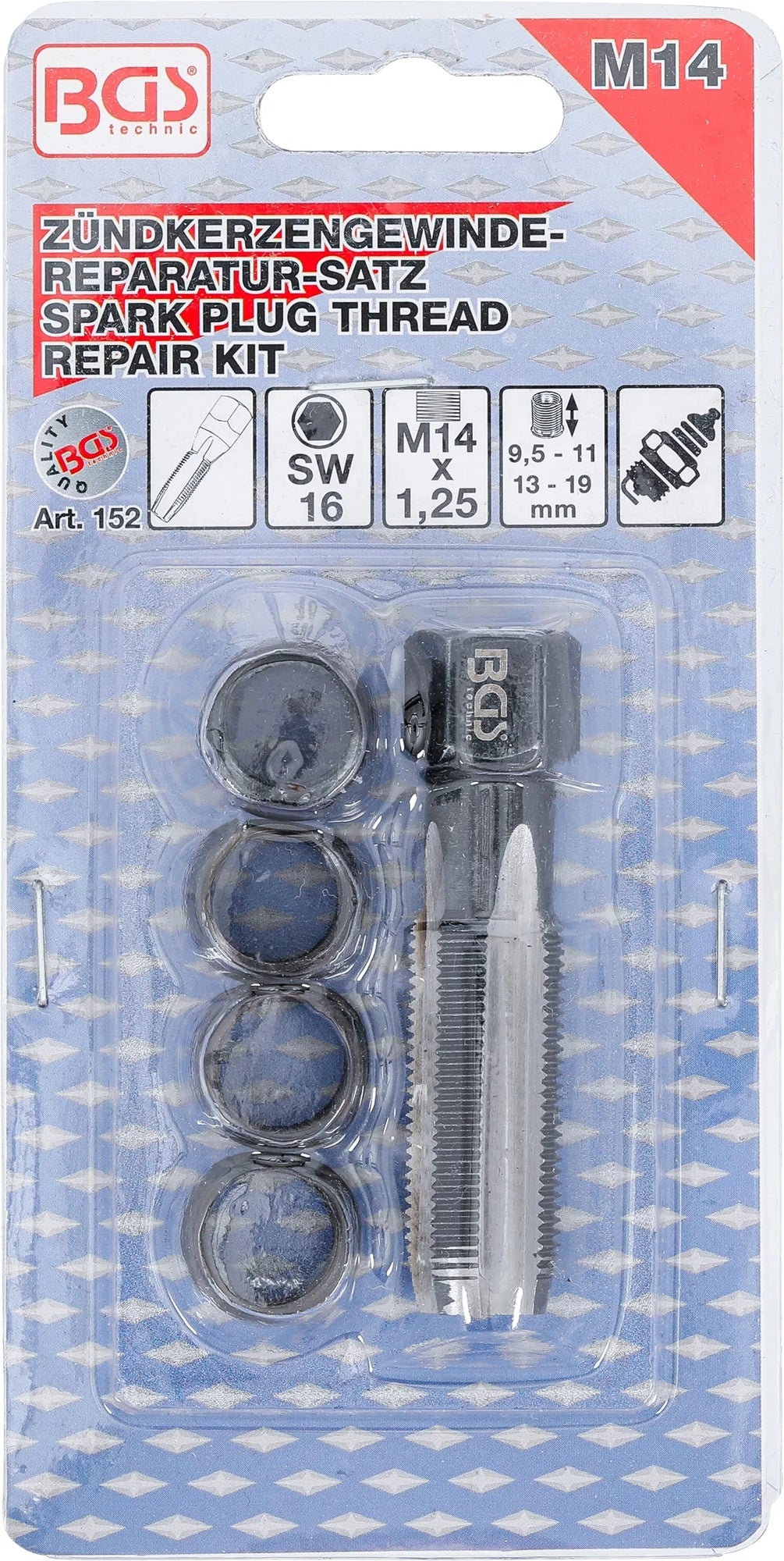 BGS 152 Reparatursatz für Zündkerzengewinde M14 x 1,25mm 5 teilig