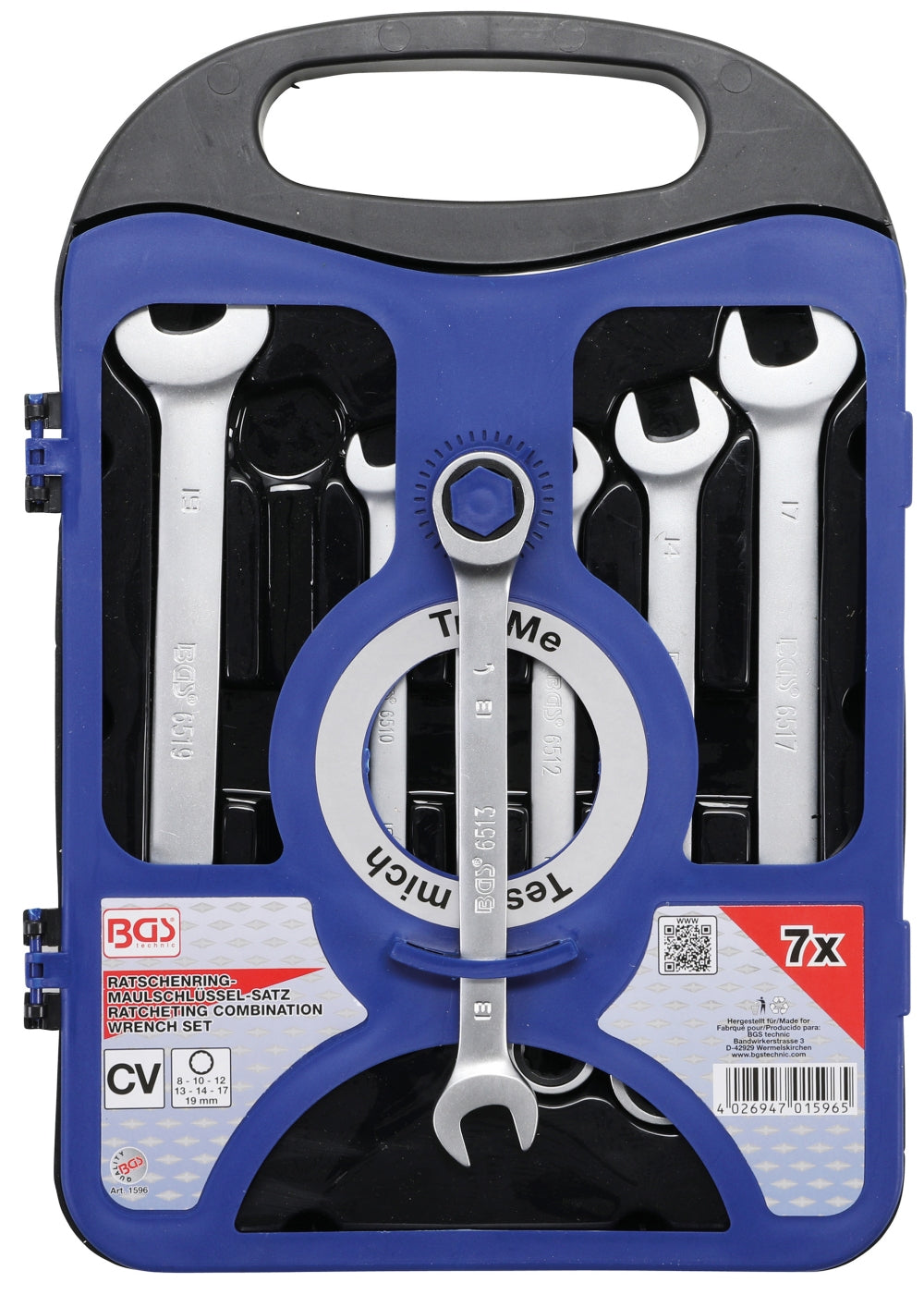 BGS 1596 Satz Ratschenringmaulschlüssel SW 8 - 19mm 7 teilig