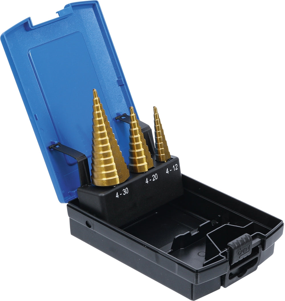 BGS 1624 Satz Stufenbohrer mit Titanüberzug Ø4 -30mm 3 teilig 2mm steigend