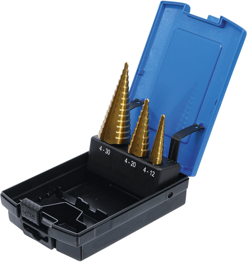 BGS 1624 Satz Stufenbohrer mit Titanüberzug Ø4 -30mm 3 teilig 2mm steigend