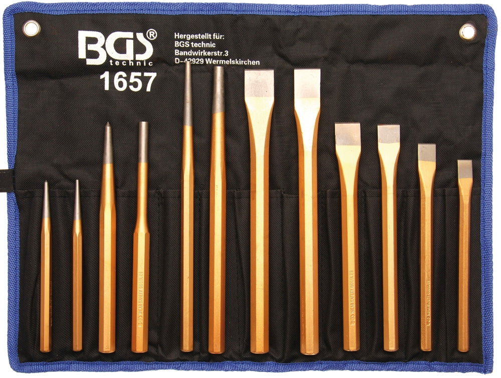 BGS 1657 Satz Splintentreiber Meißel Körner mit Tasche 12 teilig