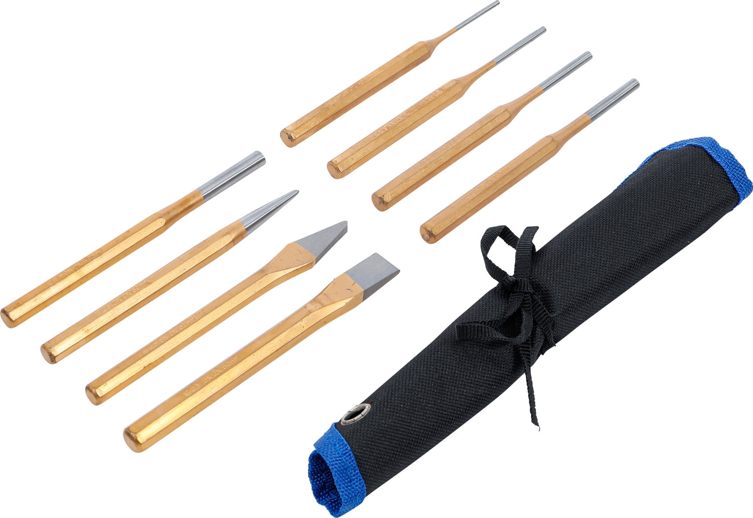 BGS 1658 Satz Splintentreiber 3-8 mm, Körner, Meissel Kreuz / Flach - 8 teilig