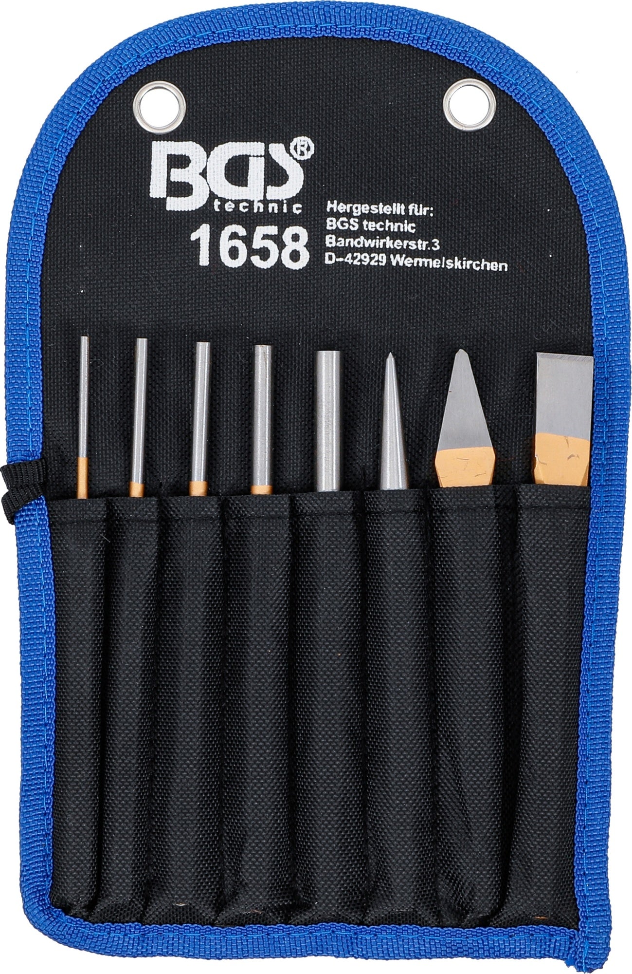 BGS 1658 Satz Splintentreiber 3-8 mm, Körner, Meissel Kreuz / Flach - 8 teilig