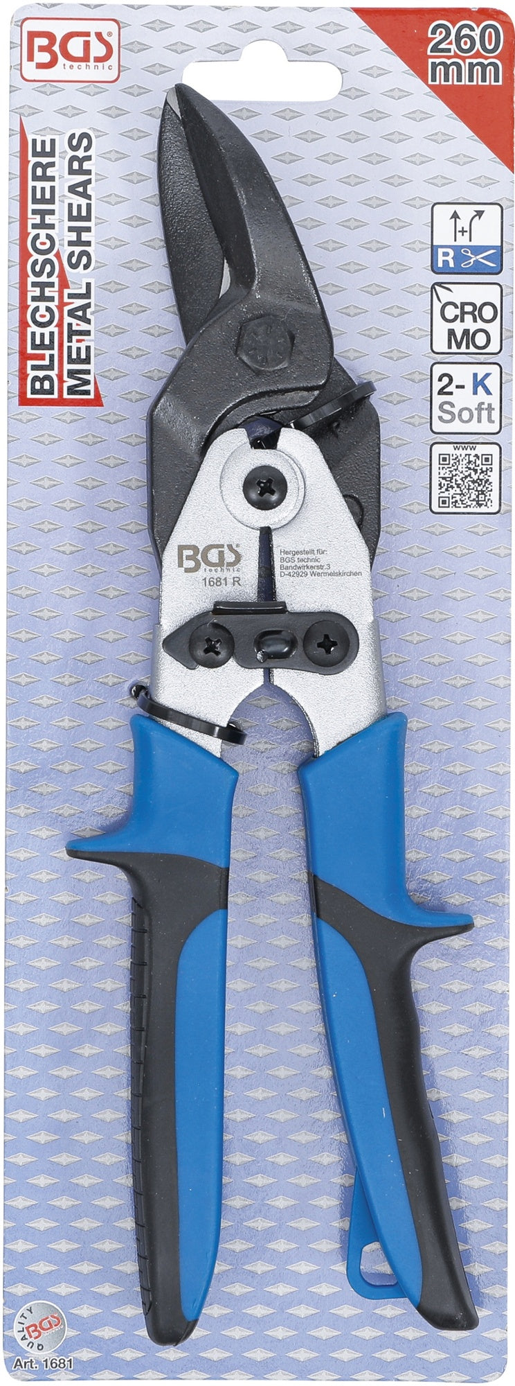 BGS 1681 Blechschere rechts / gerade schneidend Länge 260mm