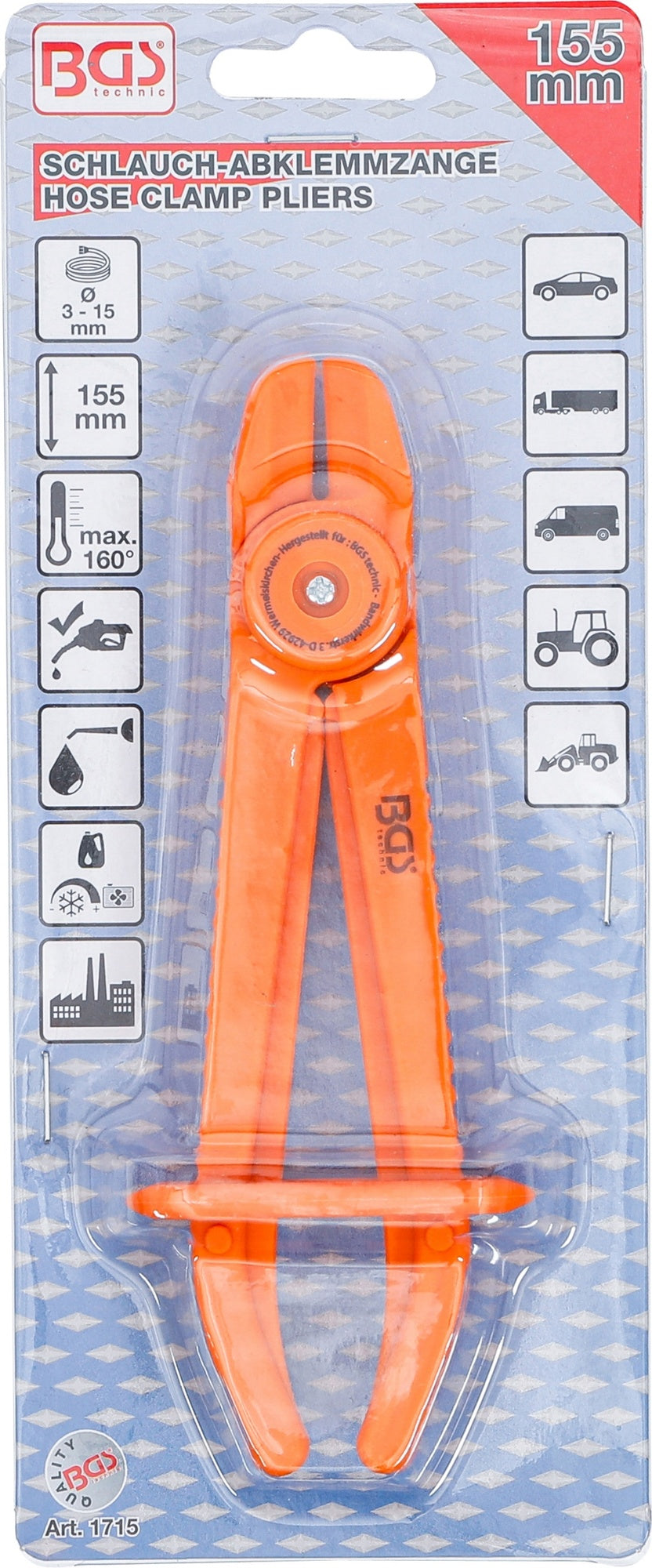 BGS 1715 Schlauch Abklemmzange Länge 155mm
